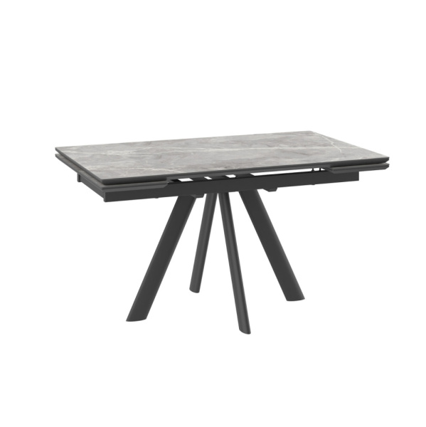 Стол JACK-140, раздвижной 140(30+30)х85, STONE GREY ST CER/ЧЕРНЫЙ